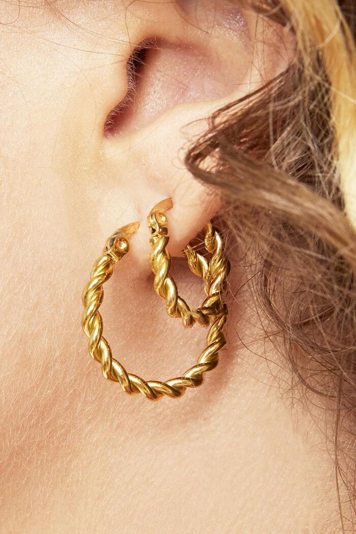 Earrings Hoops Twine 22 mm Gold Stainless Steel Picture2